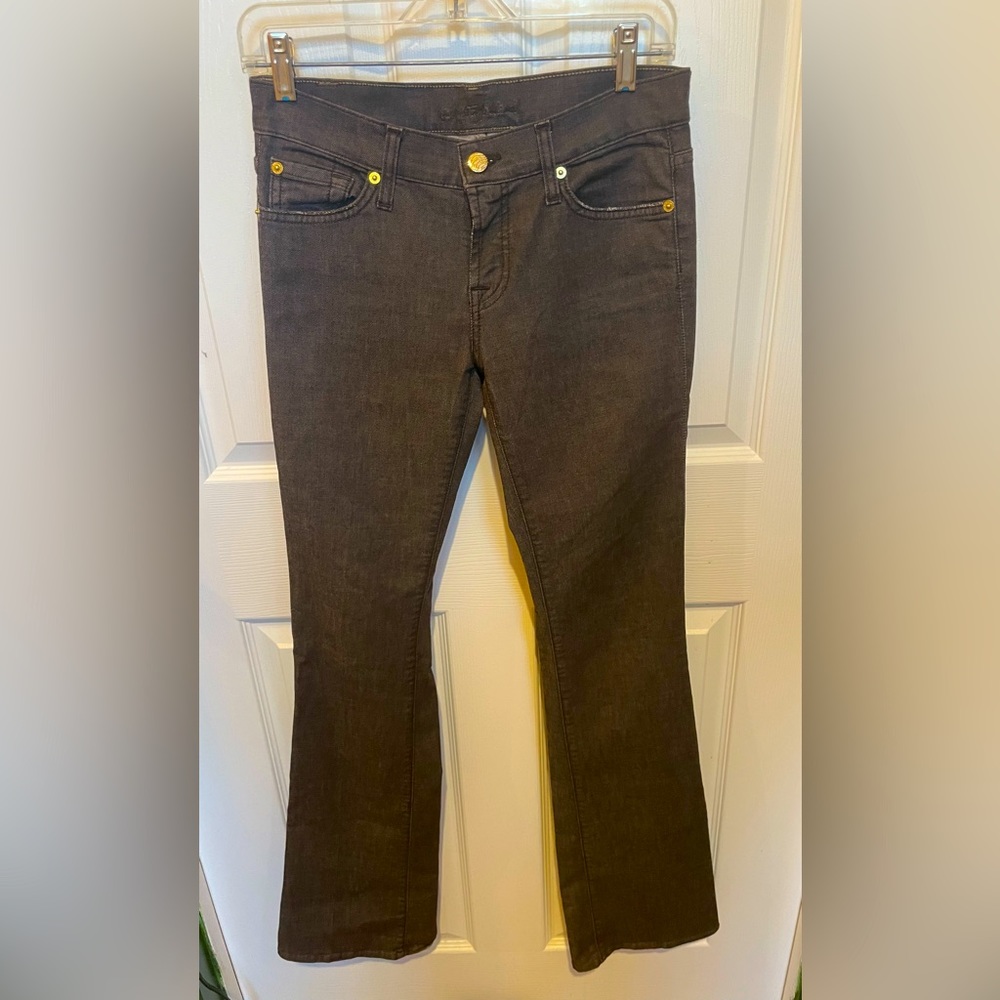 ✨ vintage ✨ 7 for all Mankind gunmetal jeans with gold buttons